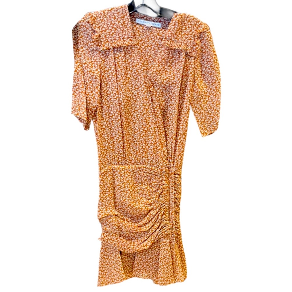 Veronica Beard Pink and Orange Sheath Dress with Puff Sleeves